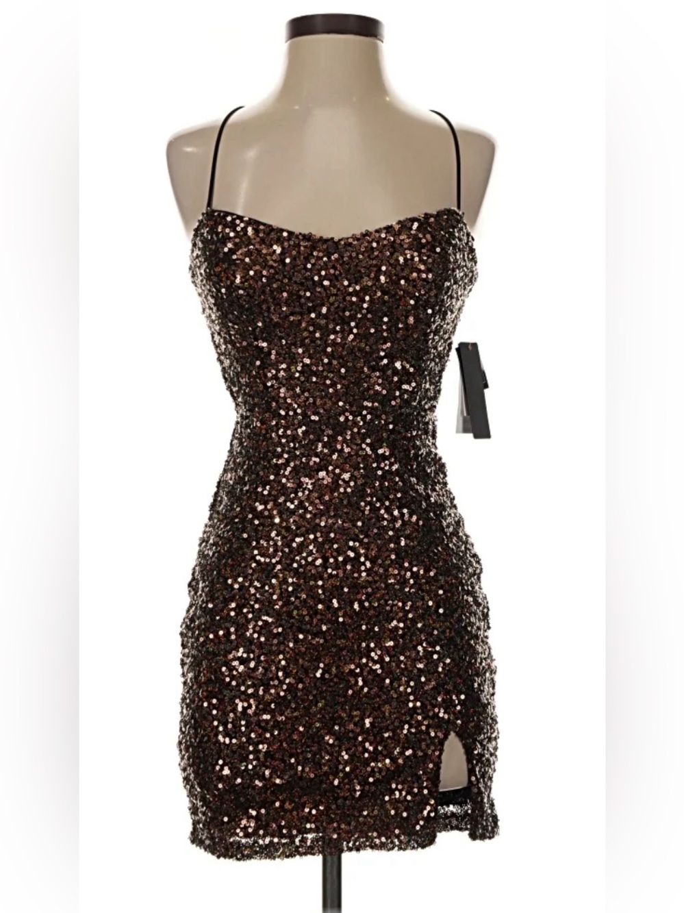 NWT City Studio Brown Sequin Mini Dress